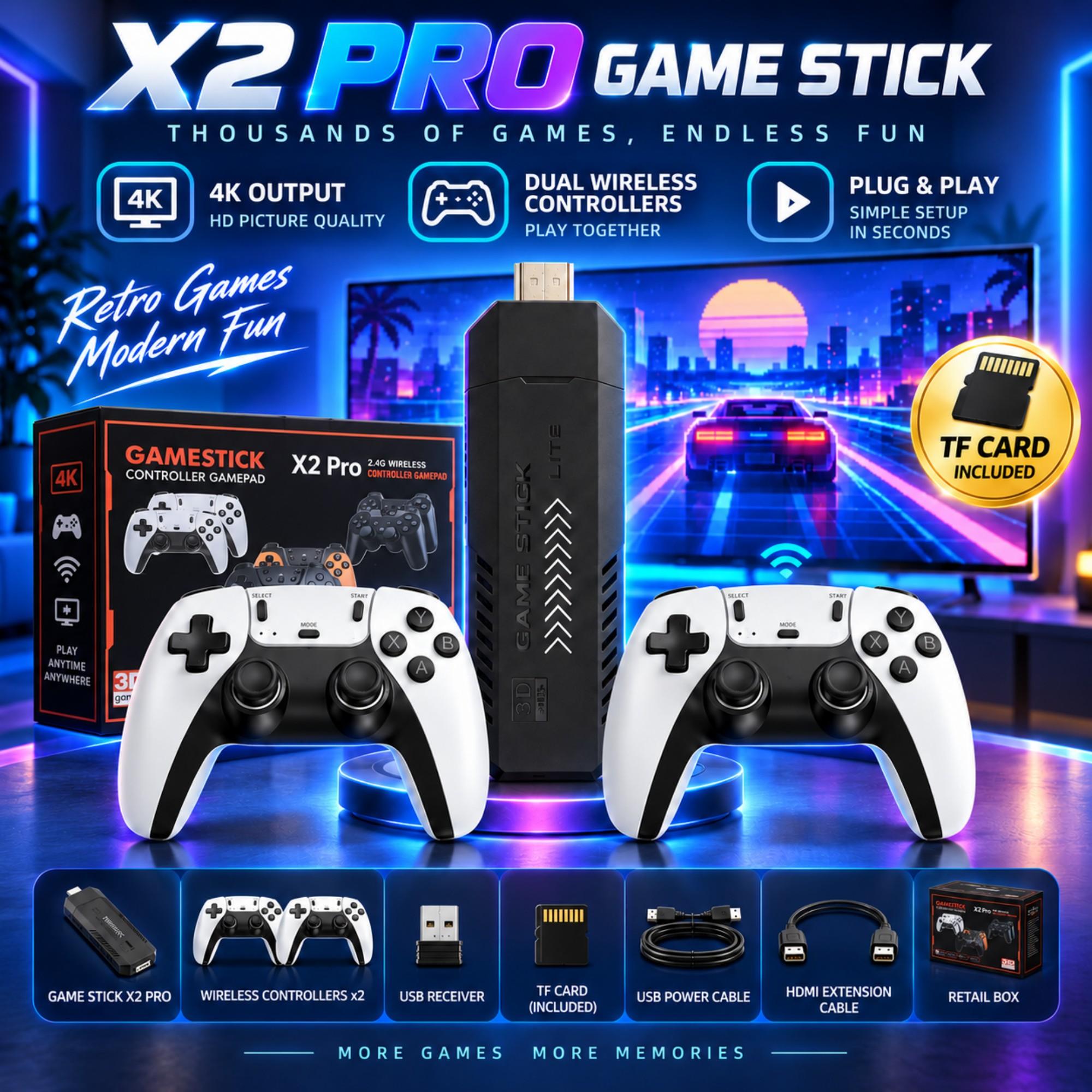 Retro Gaming X2 Pro - جهاز ألعاب X2 PRO، عصا ألعاب