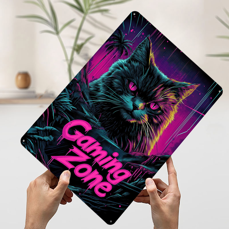 لوحة معدنية بتصميم قطة ألعاب،  - مراجعة Retro Gaming At Home وسعره