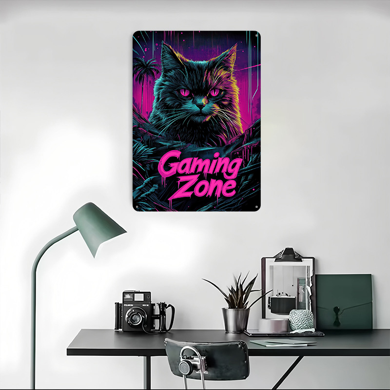 لوحة معدنية بتصميم قطة ألعاب،  - مراجعة Retro Gaming At Home وسعره